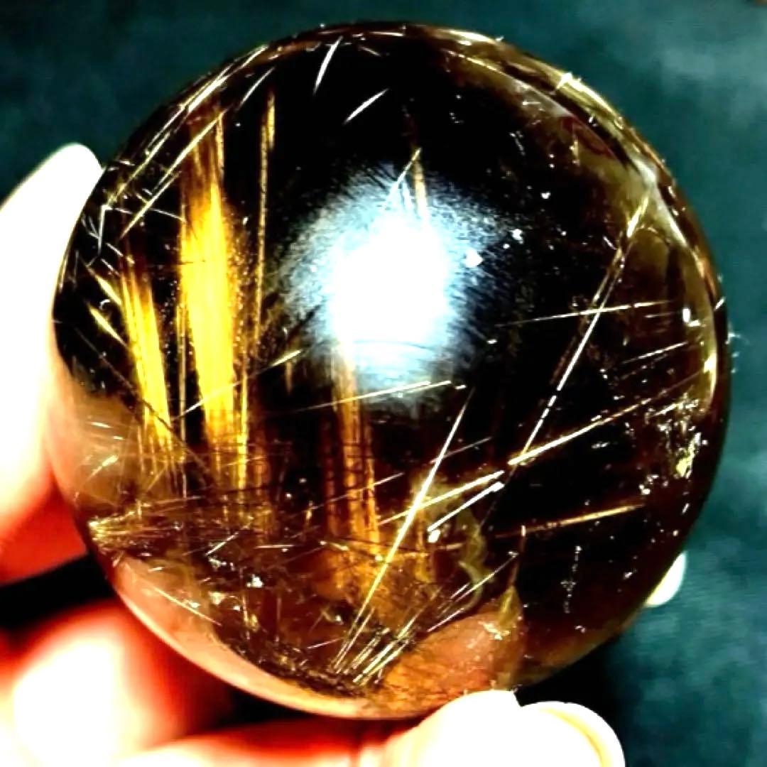 超絶綺麗✨50mm ゴールドルチルクォーツ　丸玉　スフィア　金針水晶