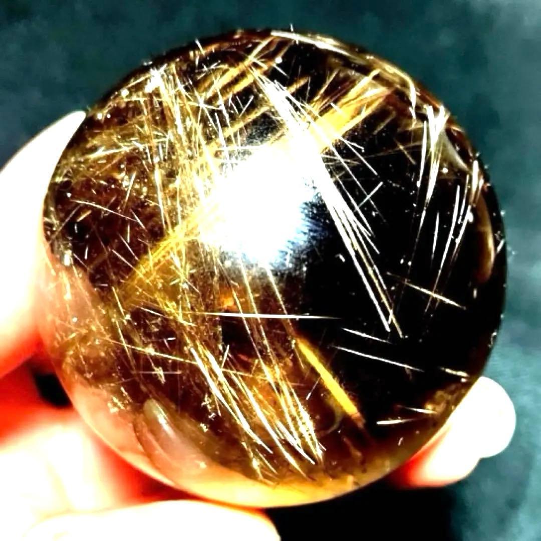 超絶綺麗✨50mm ゴールドルチルクォーツ　丸玉　スフィア　金針水晶