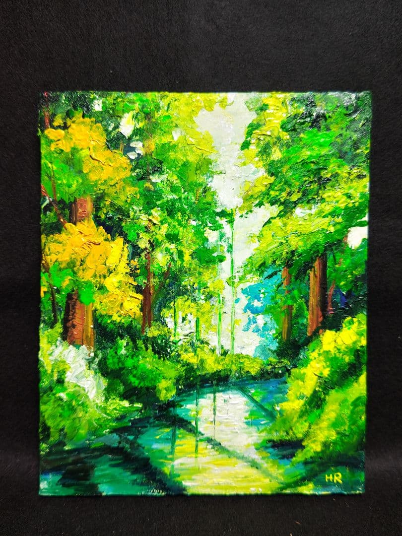 油絵 絵画 【森の湖】