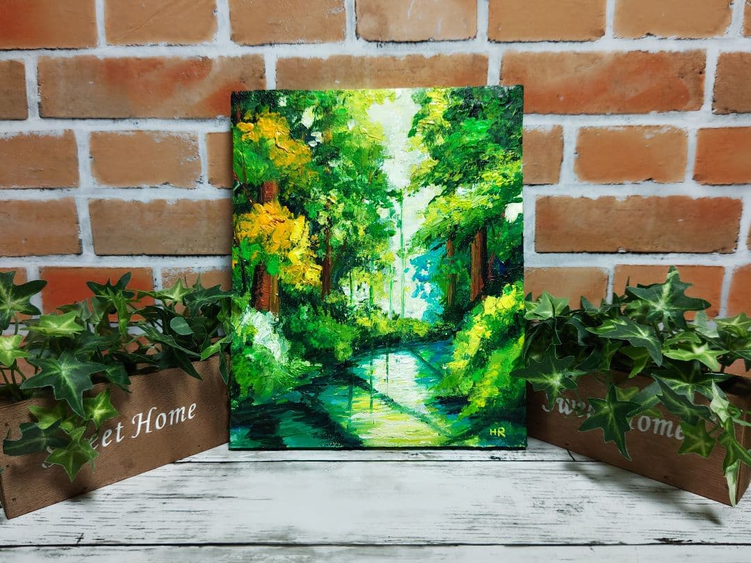 油絵 絵画 【森の湖】