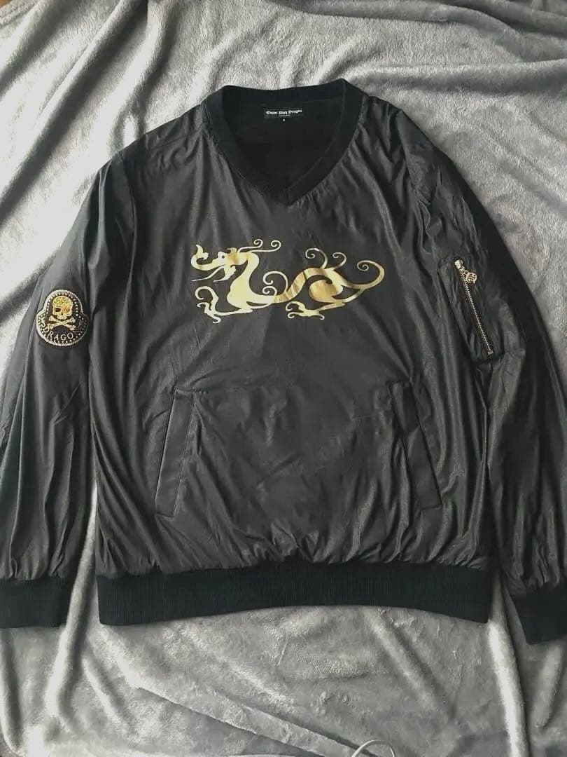 ダンスウィズドラゴン ゴルフウェア プルオーバーゴールド×ブラック　スカル