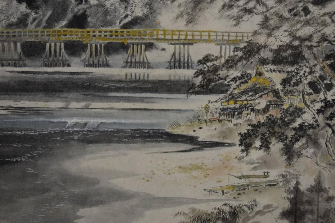 真作/飯尾剛史/山水図/布袋屋掛軸HF-427