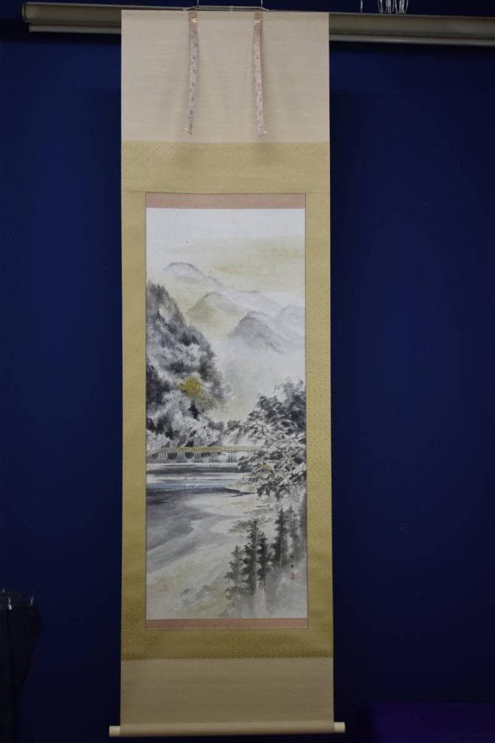 真作/飯尾剛史/山水図/布袋屋掛軸HF-427