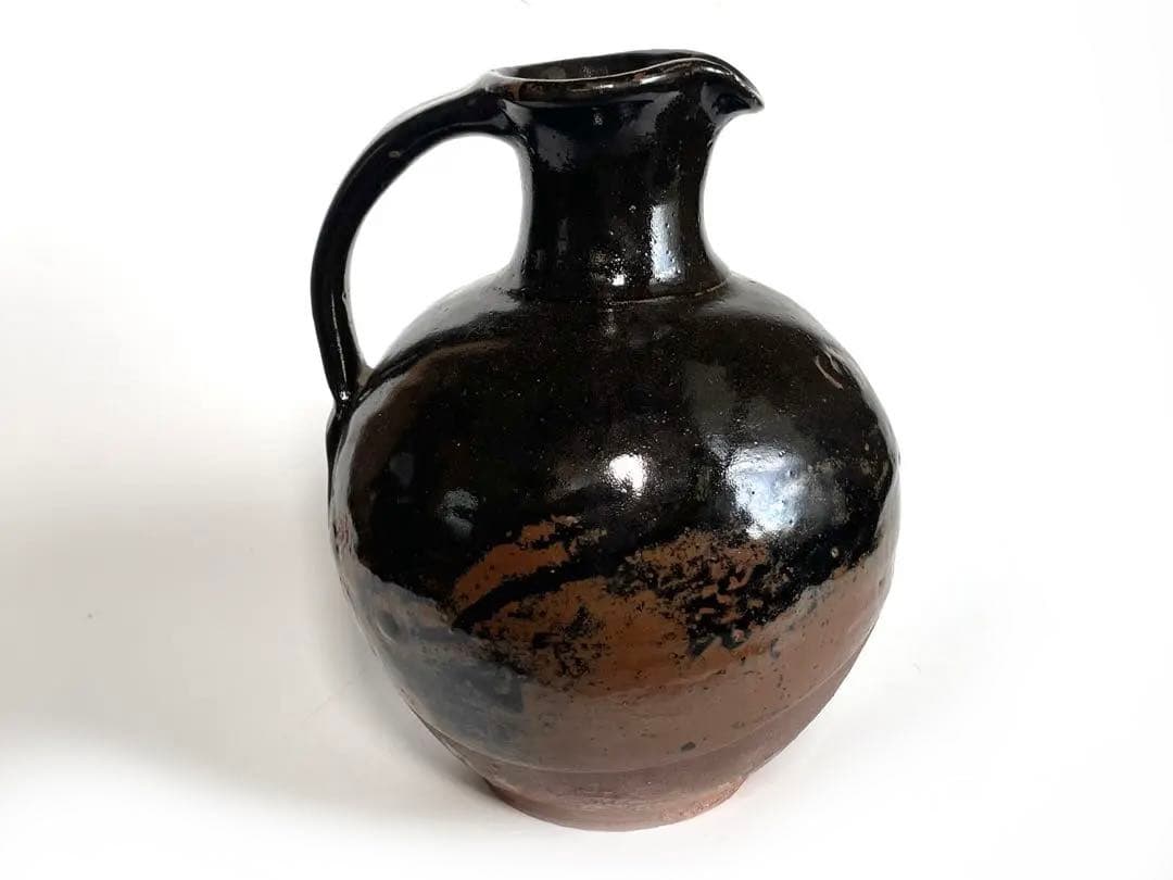 陶芸家　人間国宝　濱田庄司　浜田庄司　？黒釉　水次　水注　ピッチャー　ポット水瓶