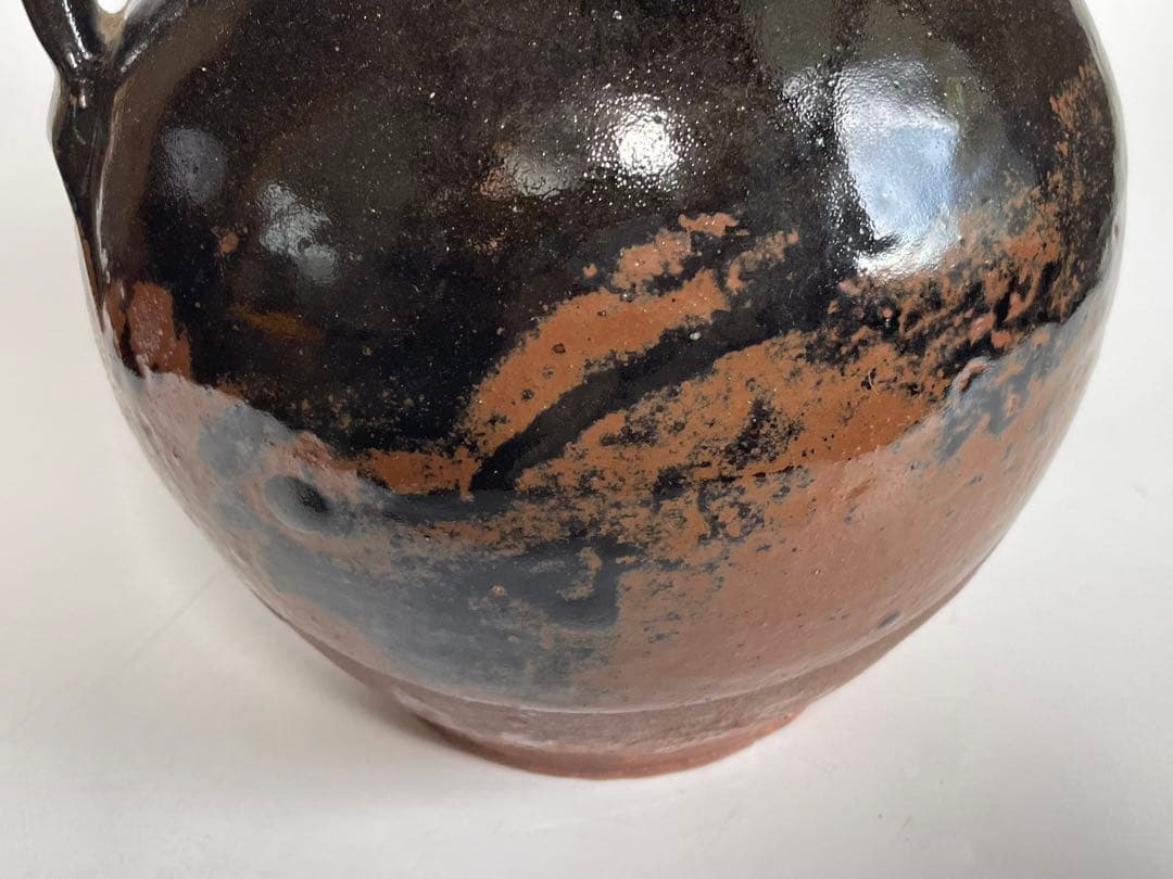 陶芸家　人間国宝　濱田庄司　浜田庄司　？黒釉　水次　水注　ピッチャー　ポット水瓶