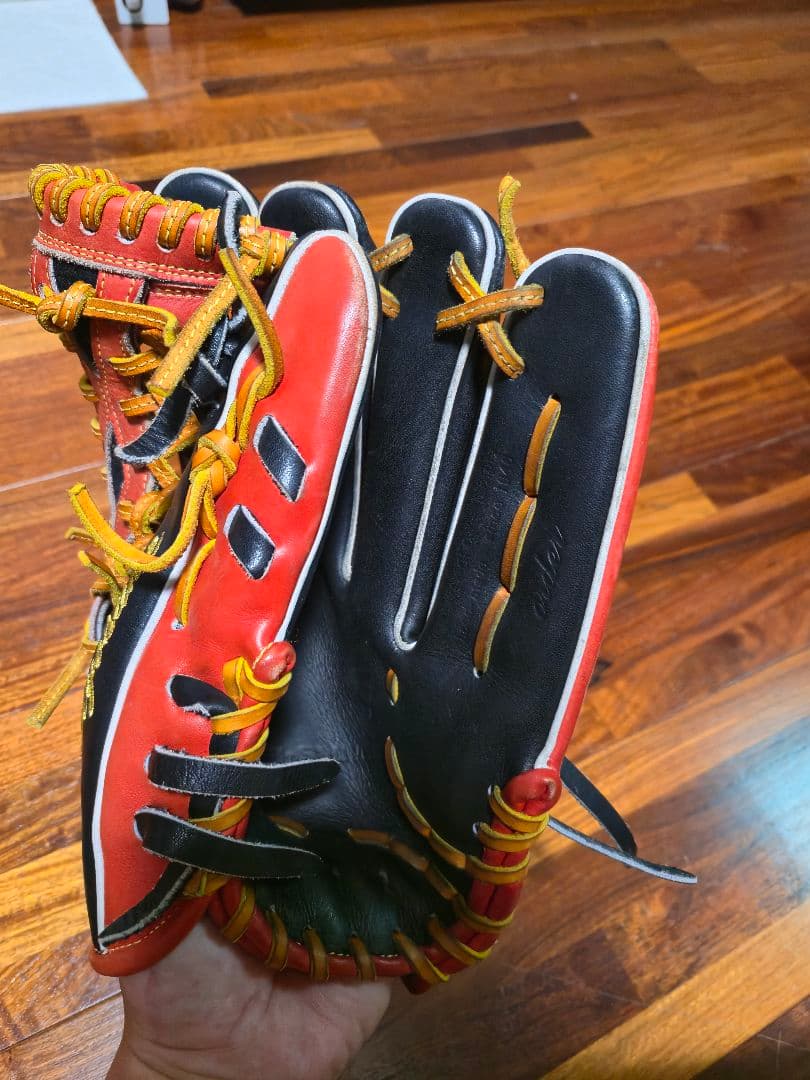ジュンケイ　 軟式グローブ 赤黒