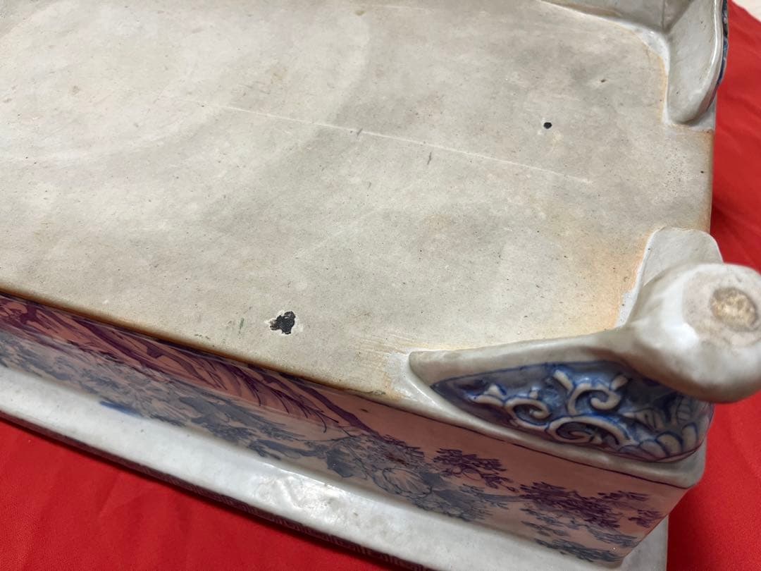 染付鉢　盆栽鉢　長方水盤 幅約53.6cm