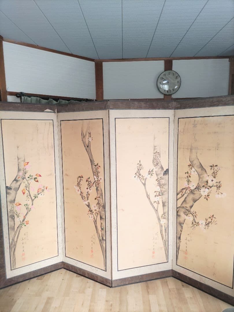 桜の花の屏風 六曲屏風 一双