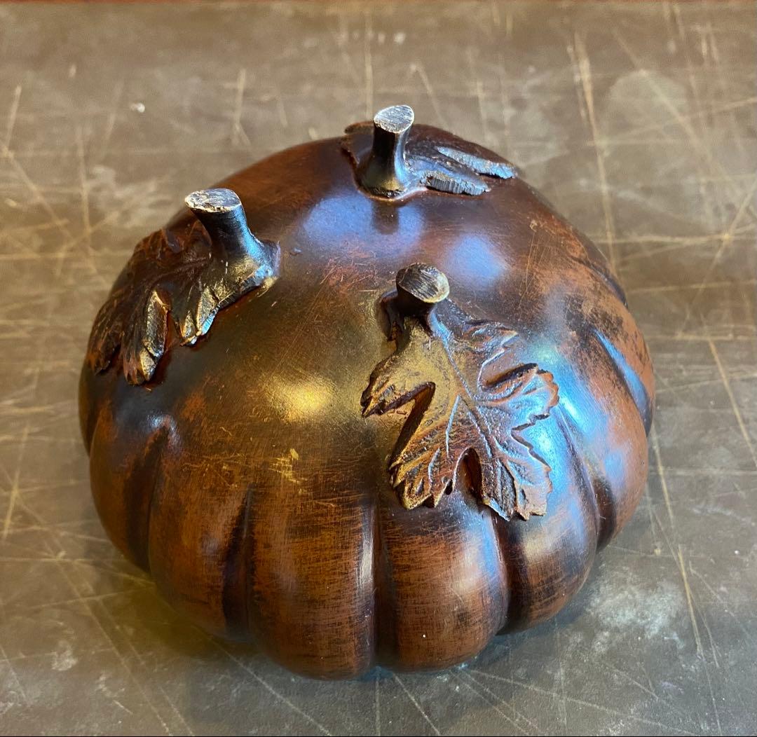 青銅製カボチャ型3足香炉　ミニ鉢受け　 ヴィンテージ　レア
