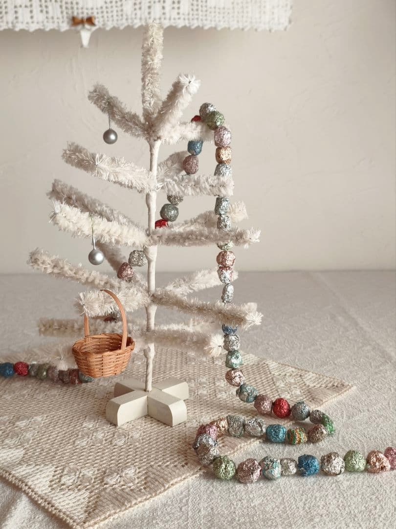 【トントトンさま】vintage tree ❀ モコモコ ホワイト モールツリー