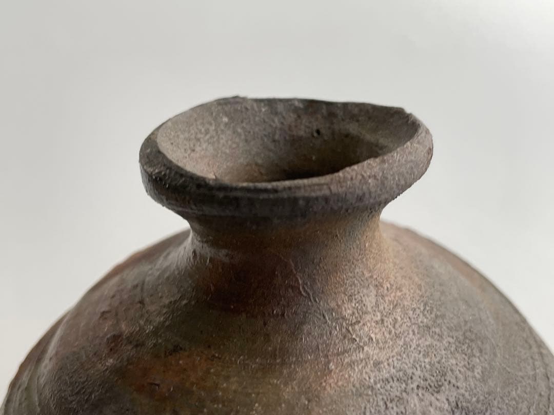 陶芸家　中村六郎　備前　窯変　徳利　酒器　共箱　備前焼