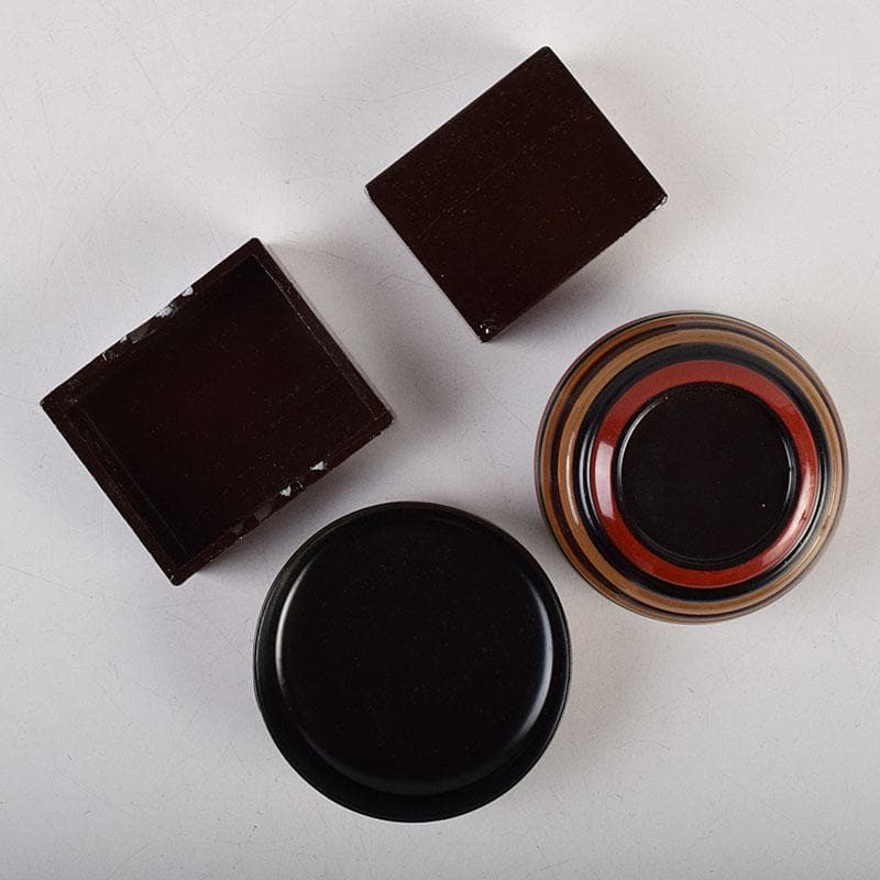 茶道具　御所篭　茶籠　香合　茶碗など　五点　一式　仕覆付　D　R9448