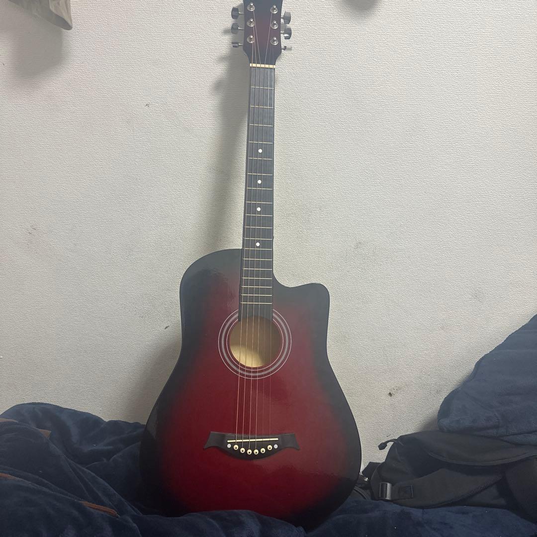 アコースティックギター レッド 6弦