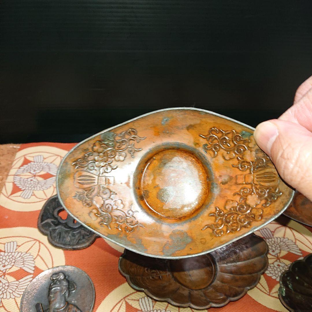 刀鍔、アンティーク銅製茶托セット