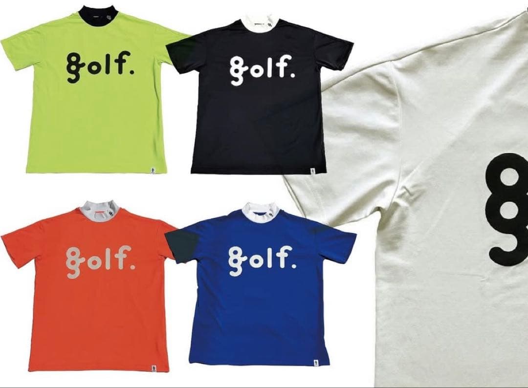 ゴルフ ロゴプリント モックネックシャツ ブラック