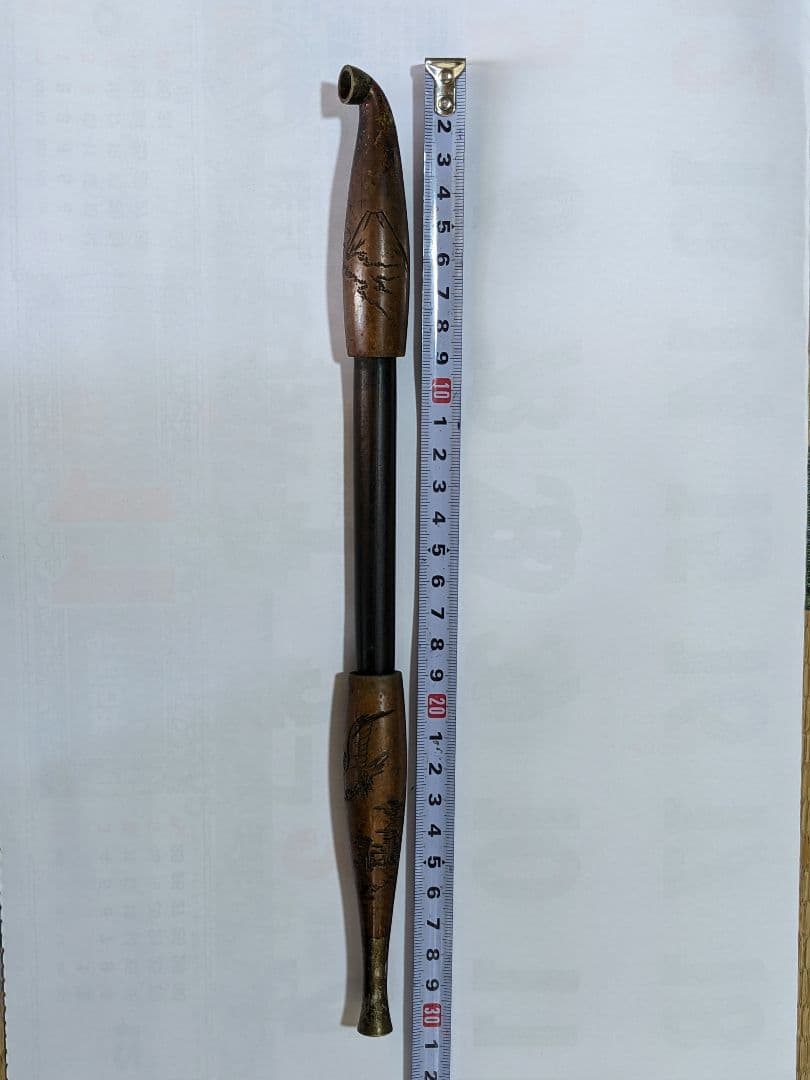 ♦喧嘩煙管 明治時代 一富士二鷹 山水 一山作 喫煙具 コレクション 骨董品