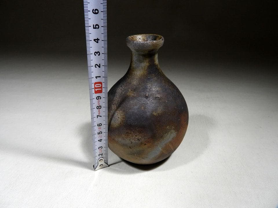 ●貴重 人間国宝 伊勢崎淳 備前焼 徳利 日本酒 栞 共布 共箱 高さ14cm