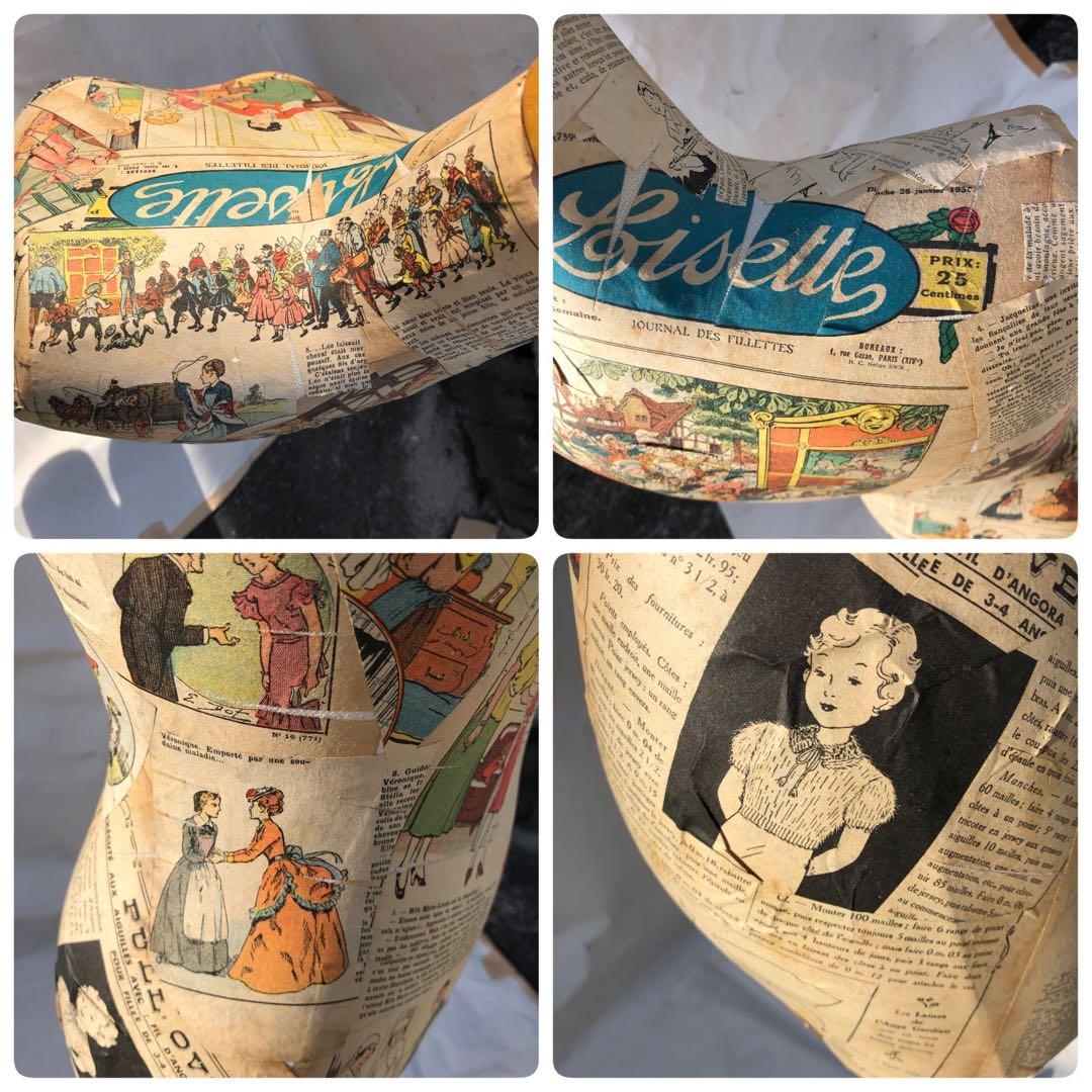 夢八トルソー　フランスの少女紙貼ったトルソー マネキンボディーコミックアート②