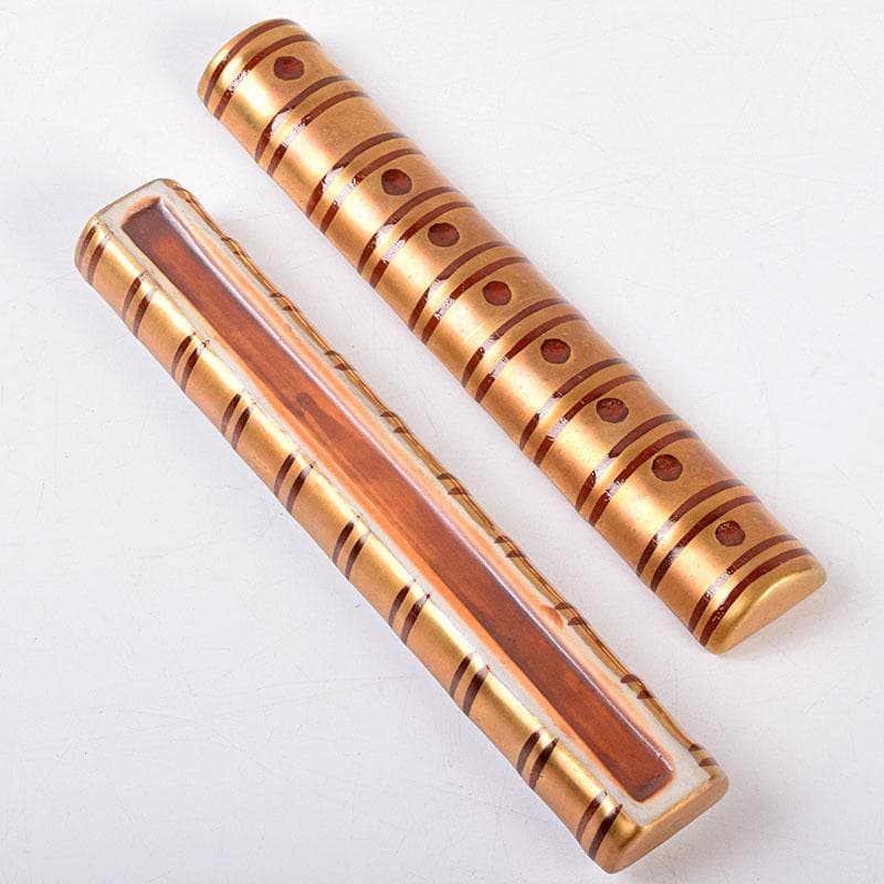 茶道具　小木曽芳正作　金彩　横笛香合　共箱　V　8482