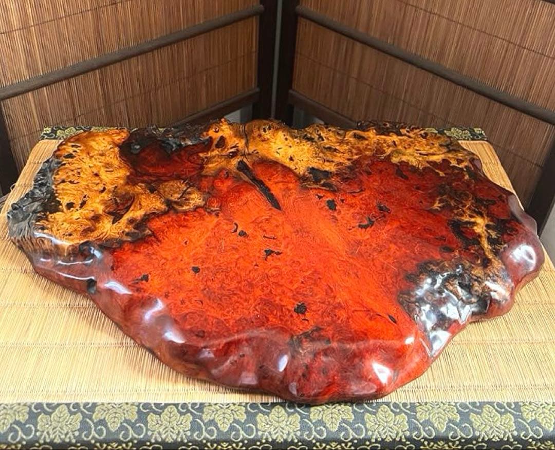 天然時代木 花梨 玉杢 美杢 瘤 花台 香台 盆栽台 敷板 46㎝