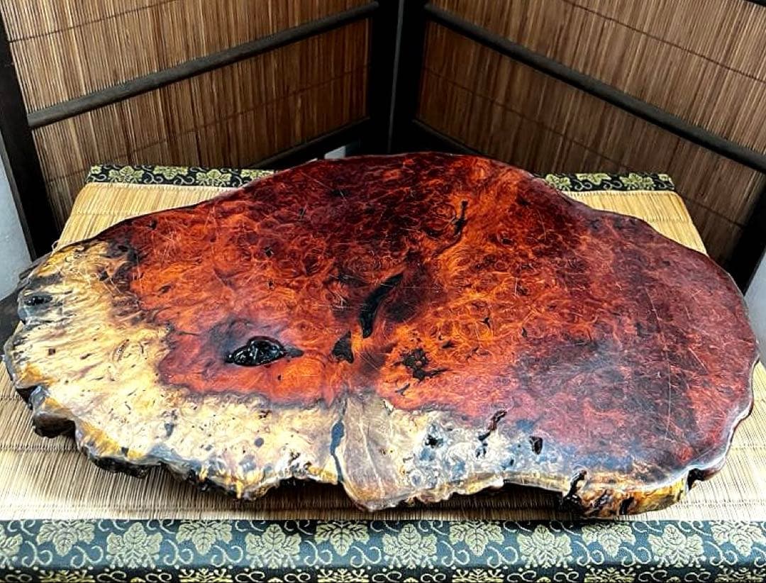 天然時代木 花梨 玉杢 美杢 瘤 花台 香台 盆栽台 敷板 46㎝