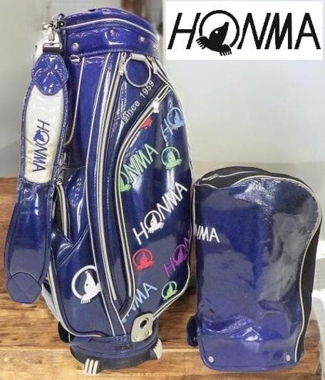 送料無料／お買い得　HONMA 高級エナメル キャディバッグ総刺繡BLUE
