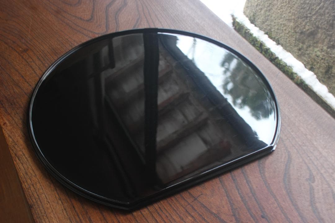 デッドストック！極上黒漆の美しい半月盆（検輪島塗懐石盆お膳お盆茶道具