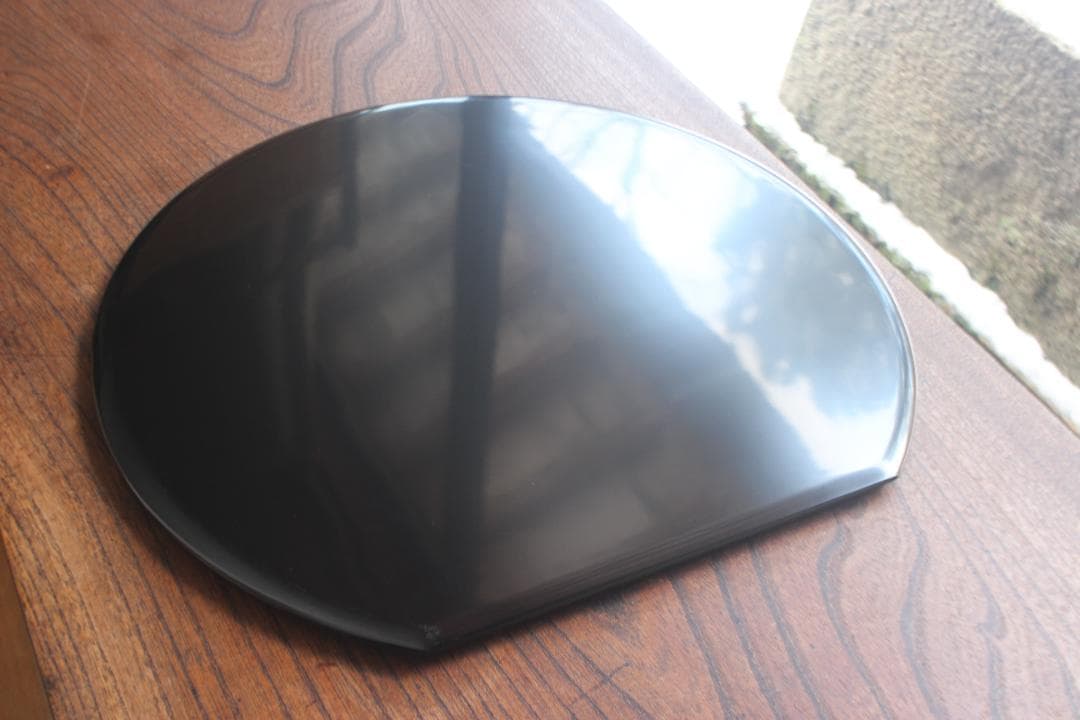 デッドストック！極上黒漆の美しい半月盆（検輪島塗懐石盆お膳お盆茶道具