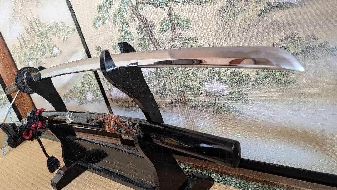 【Momo】金属製 模造刀 大刀 C 出世刀 鶴松柄 台袋付