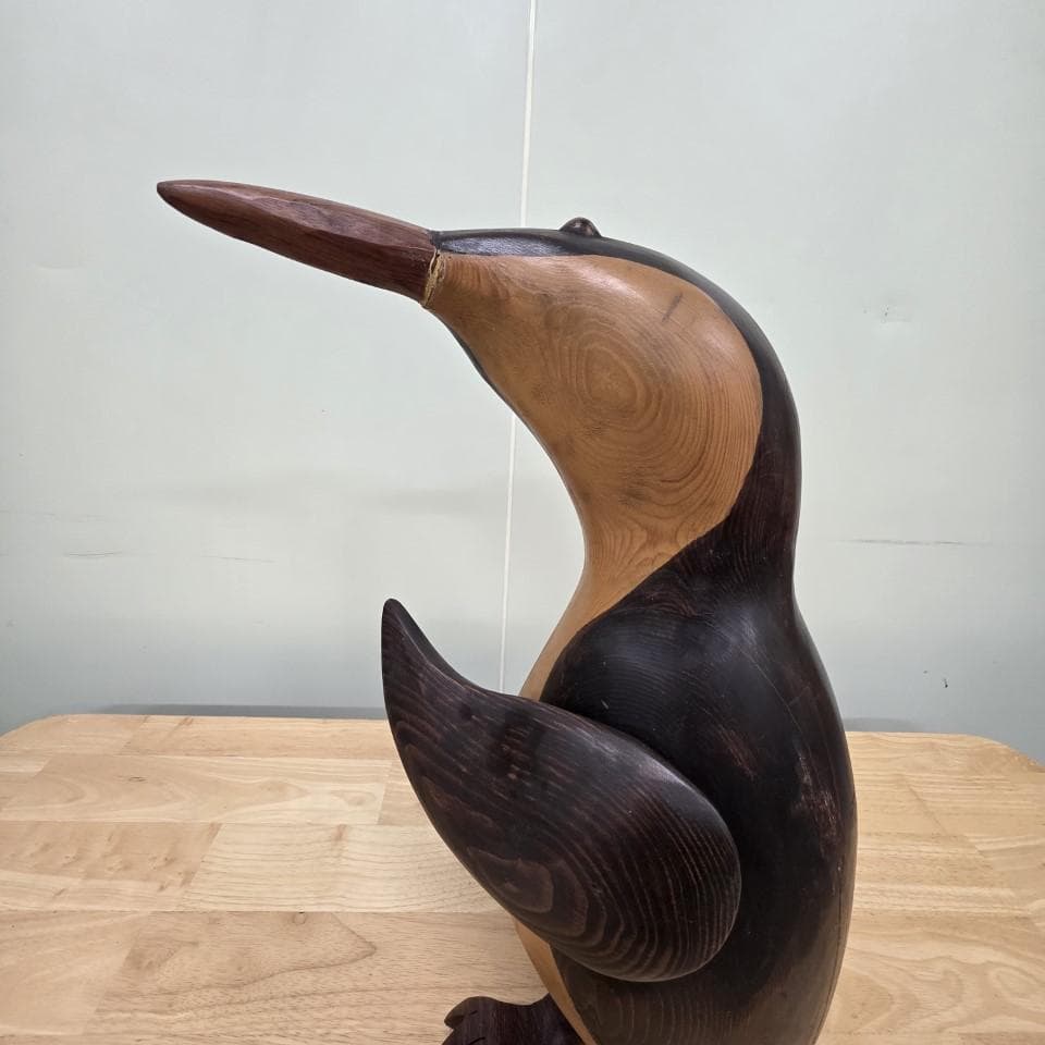 木製 ペンギンの彫刻 高さ約42cm 置物 インテリア アンティーク 昭和レトロ