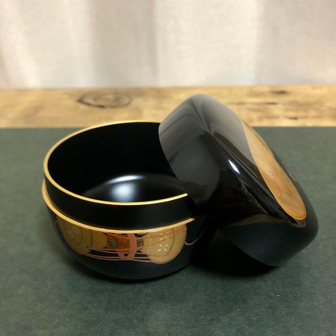 一后一兆 楽器蒔絵平棗 共箱 茶道具 なりもの棗 琵琶