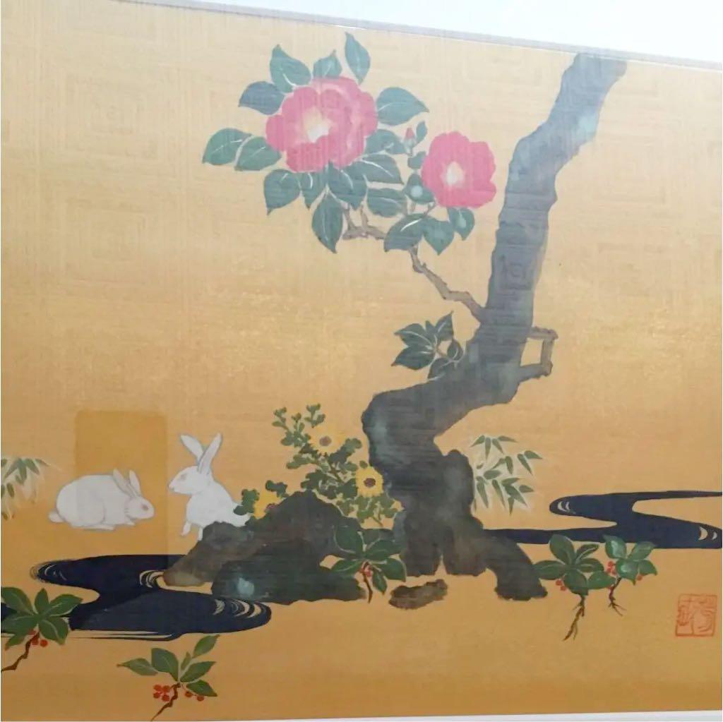 日本画 流水寒椿