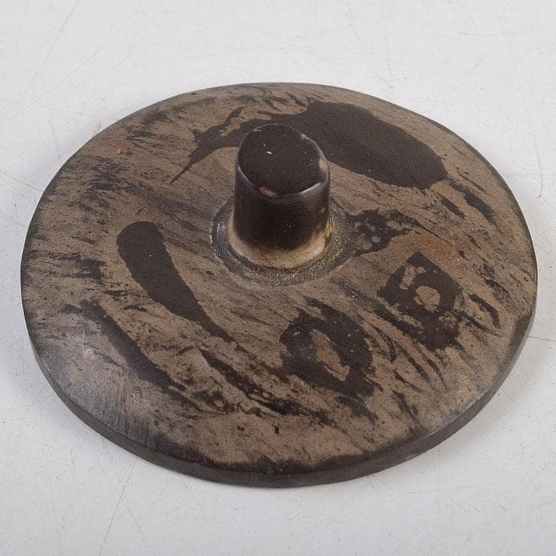中国　黒石製　竹文　蓋物　N　R9378