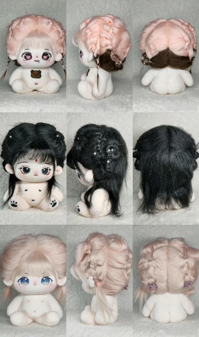 kiki中韓ぬい炸毛　着せ替えぬいぐるみ　「ヘアアレンジ」参考説明