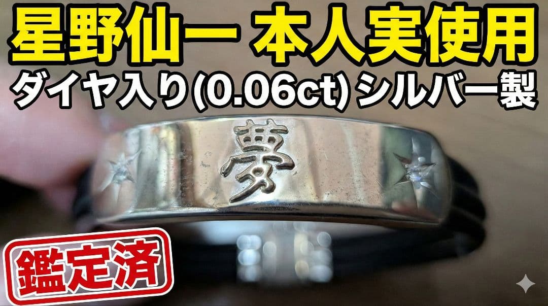 【本人実使用】星野仙一氏 愛用ブレスレット「夢」ダイヤ0.06ct シルバー製