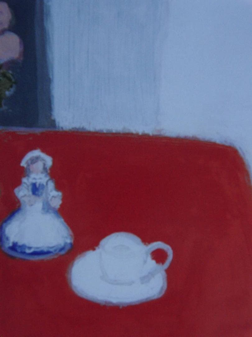 柴田賢治郎、【赤いテーブルの静物’04（C)】、希少な額装用画集より