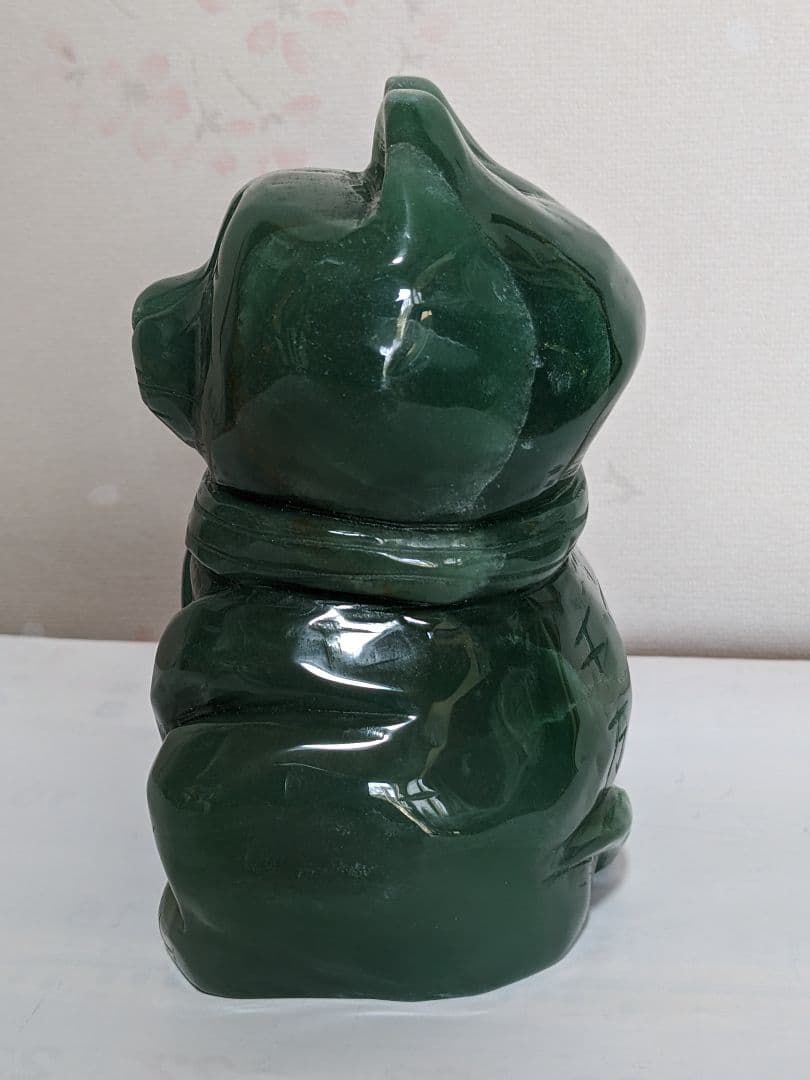 ♦天然石 招き猫 インド翡翠 アベンチュリン 開運 金運財運 千客万来 置物飾り