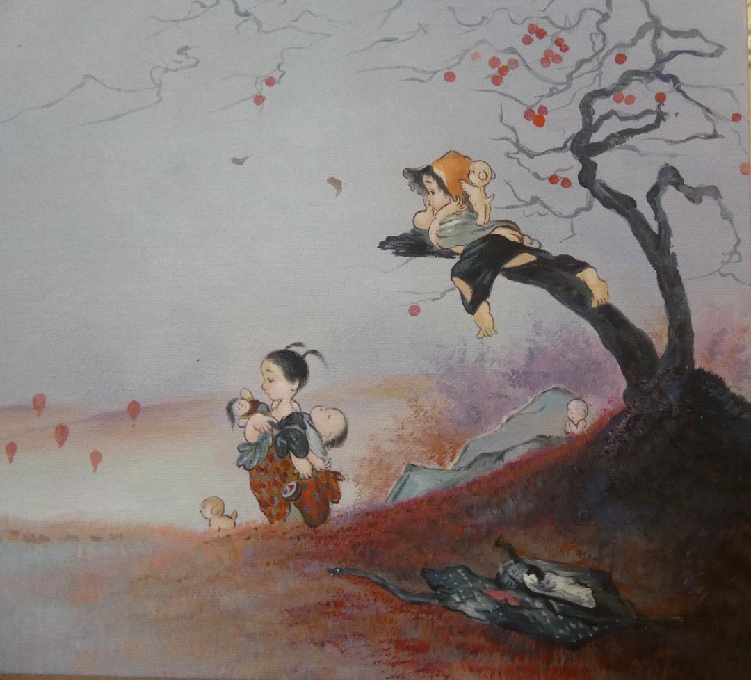 【値下げ】人物画　油絵　中島潔　風紀行　F6　額付き　手描き　肉筆