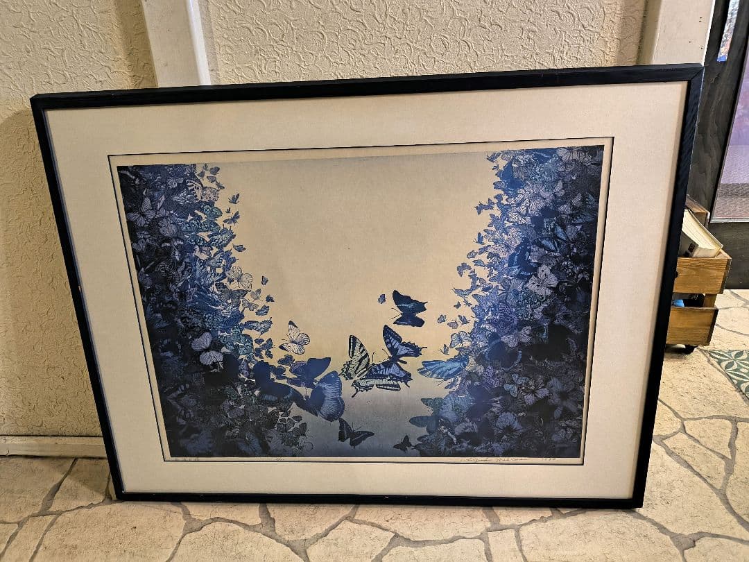 貴重！吉田千鶴子 大きい 版画 谷間の蝶