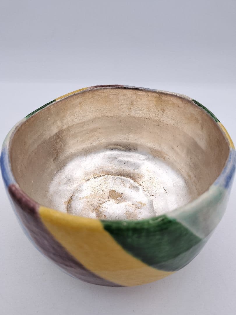 b560 茶碗 五彩 内銀 吉向焼 吉向松月 木箱 茶道具