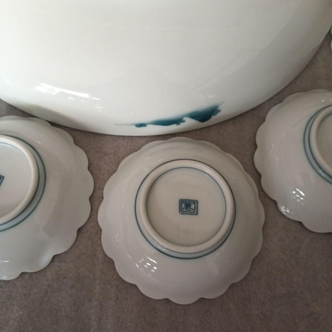 伊万里 鍋島焼 畑萬陶苑 楼閣山水図 大皿 31cm 小皿 セット 山水 風景