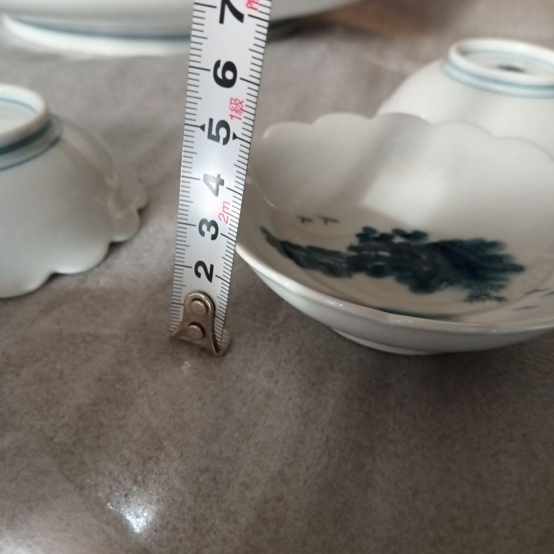 伊万里 鍋島焼 畑萬陶苑 楼閣山水図 大皿 31cm 小皿 セット 山水 風景