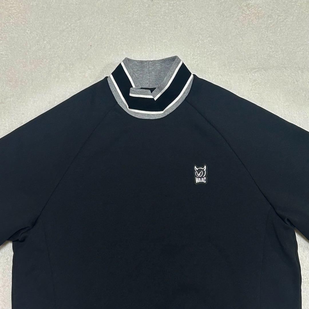 WAAC トレーナー スウェット　モックネック ラグランスリーブ 刺繍ロゴ入り