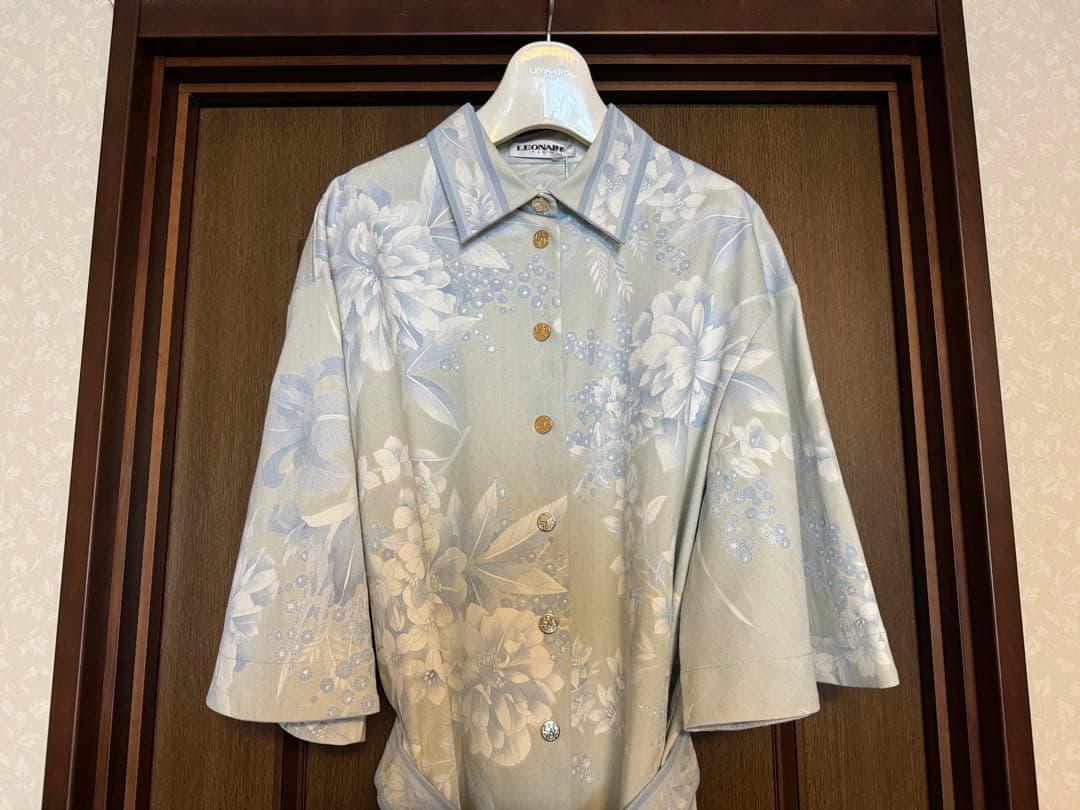 最終値レオナールパリ2024年ランウェイ高級ラインインポートコットンデニムワンピ