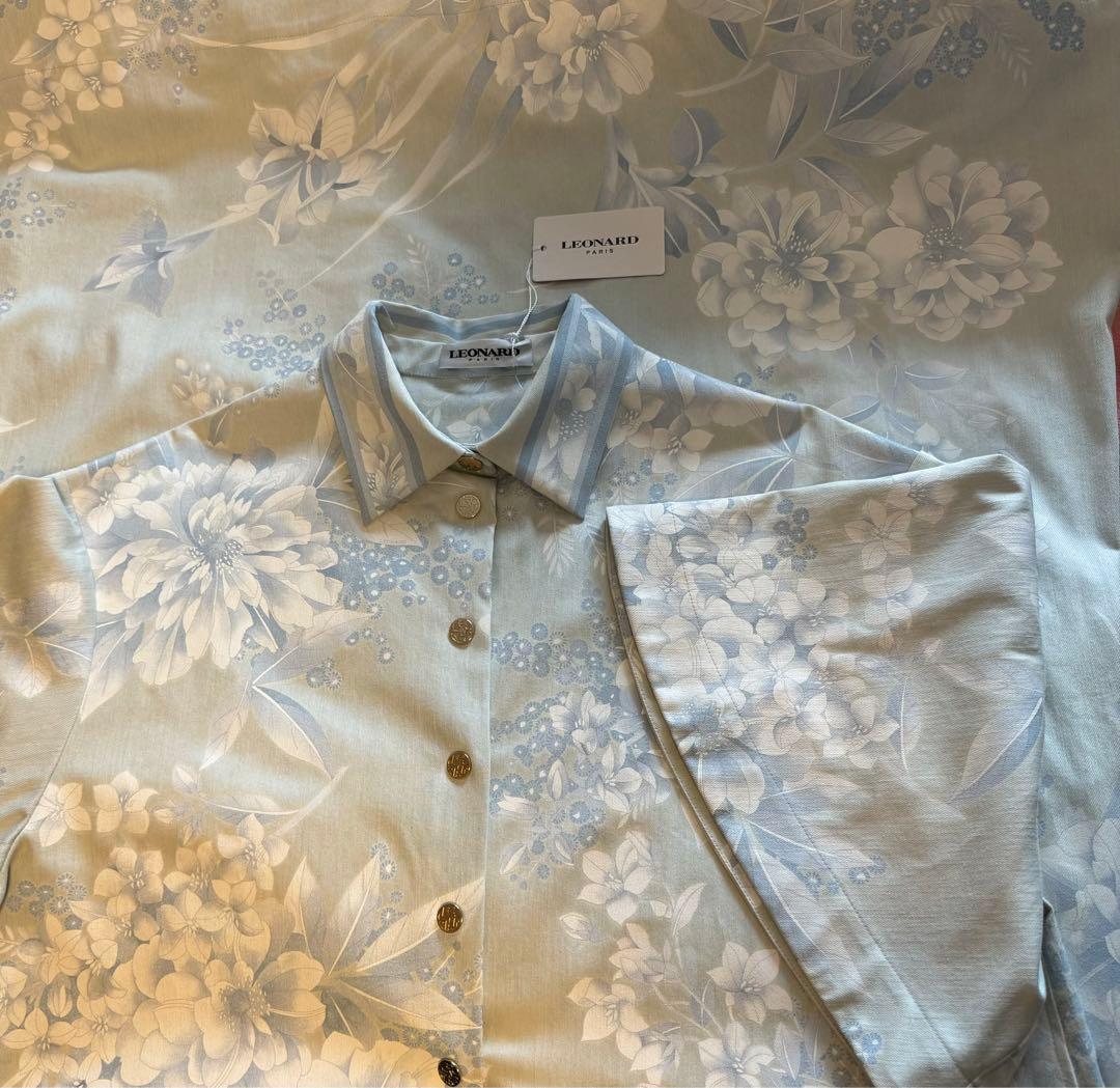 最終値レオナールパリ2024年ランウェイ高級ラインインポートコットンデニムワンピ