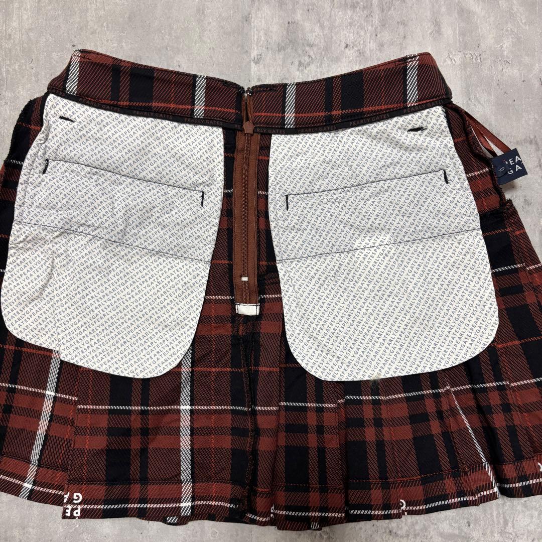 【パーリーゲイツ】美品 プリーツスカート チェック ロゴ 0サイズ レディース
