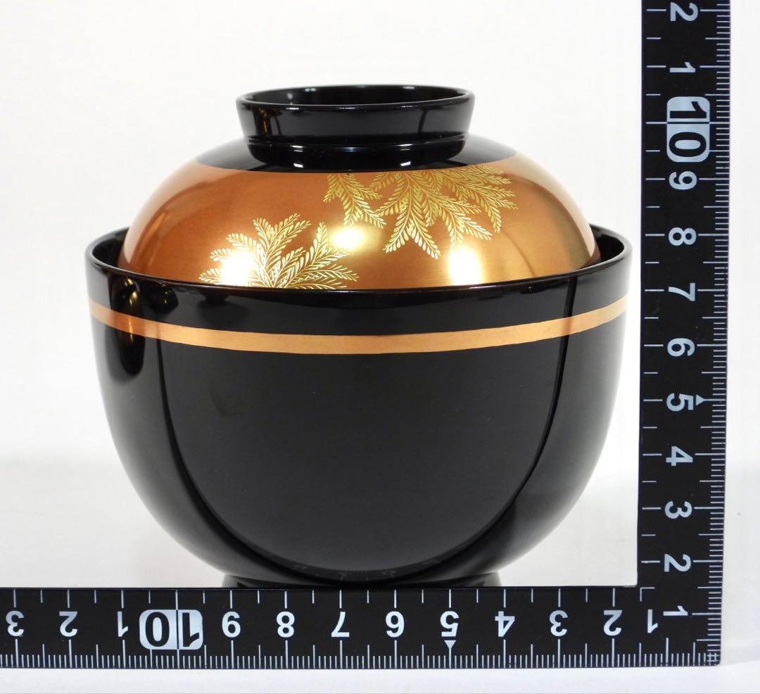 【美品】輪島塗 木製漆器 沈金 蓋椀 吸物椀 汁椀 10客