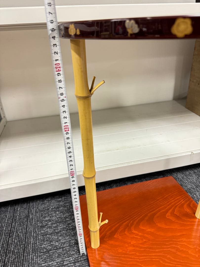 平安満樹　松摺漆 三友棚 赤色