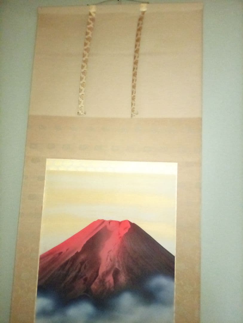 掛け軸 赤富士 縁起物 開運 富士山 絵画 美術品