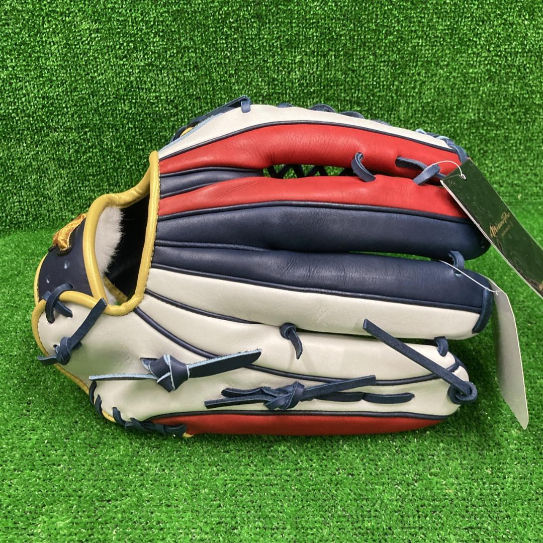 ミズノプロ 軟式用グラブ 外野手用 左投 Dブルー×レッド 1AJGR28107